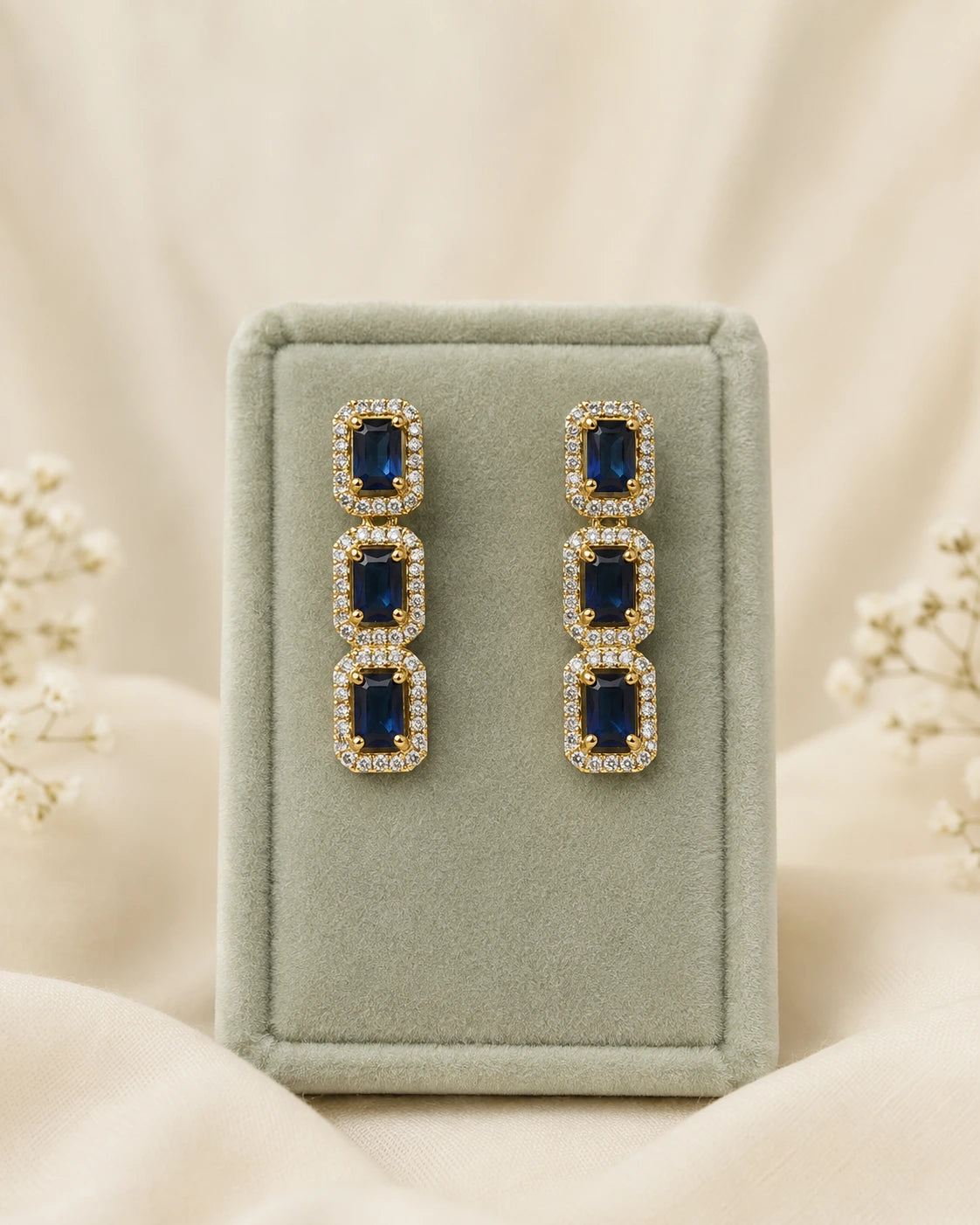 Ruby Trio Drop Earrings