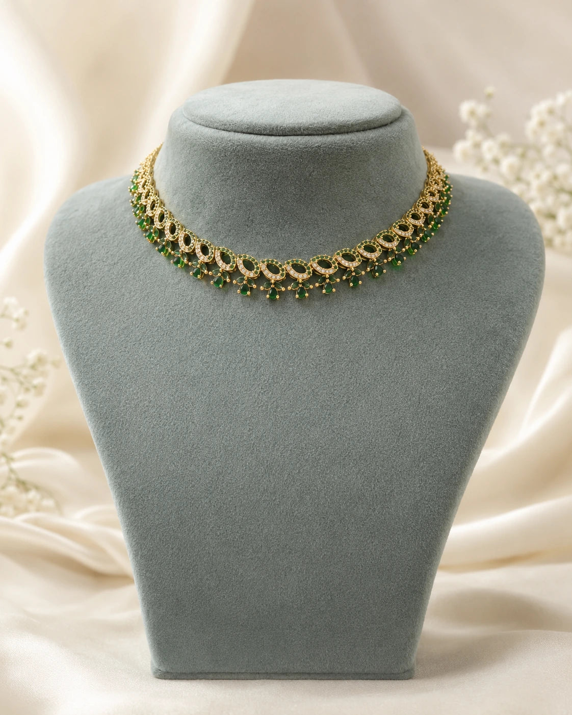 Ruby Green Oval Necklace