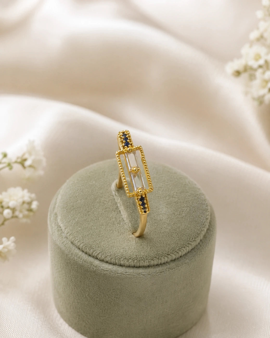 Crystal Bar Geometric Ring