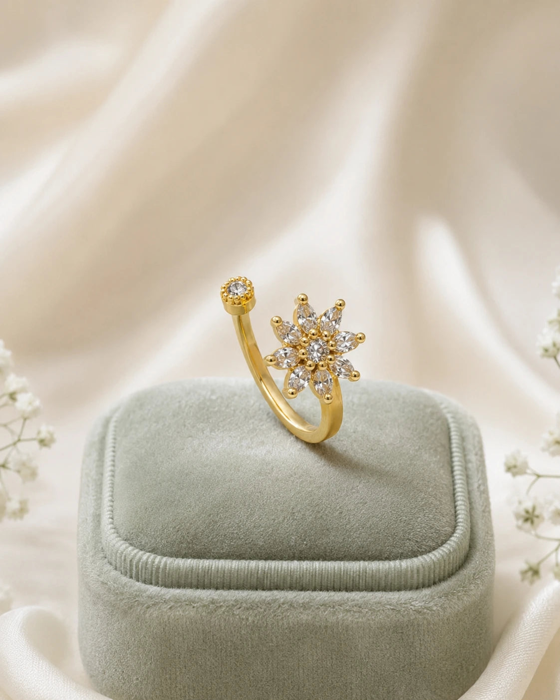 Blue Floral Stone Ring