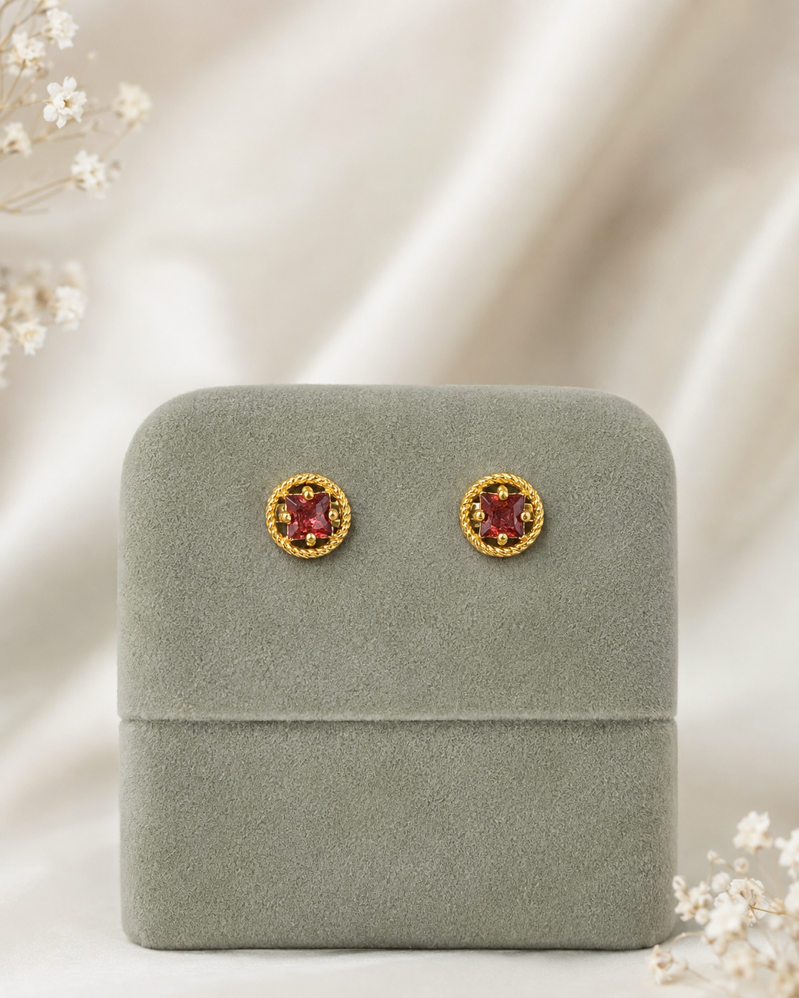 Purple Oval Stone Stud Earrings