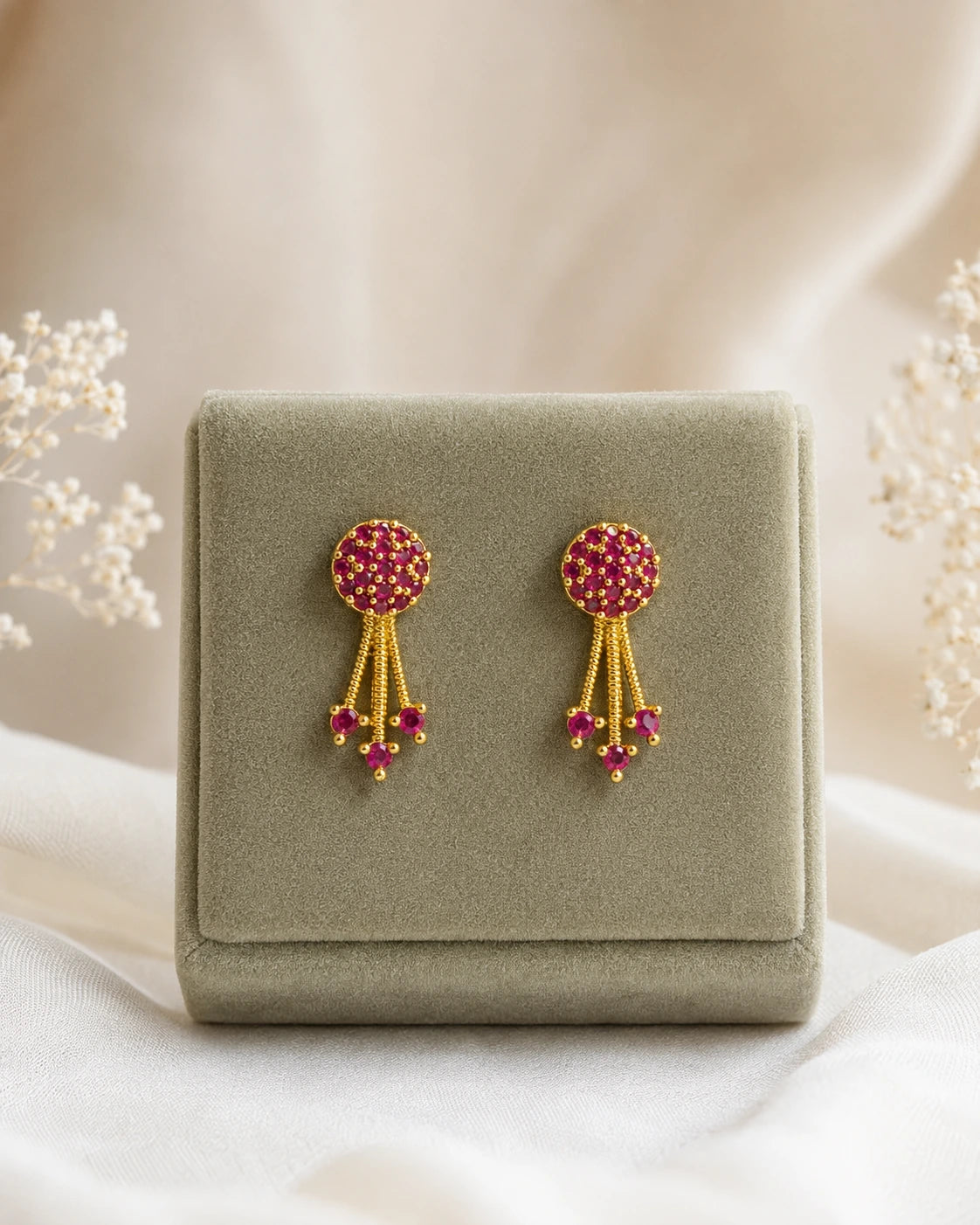 Ruby Green Tassel Earrings