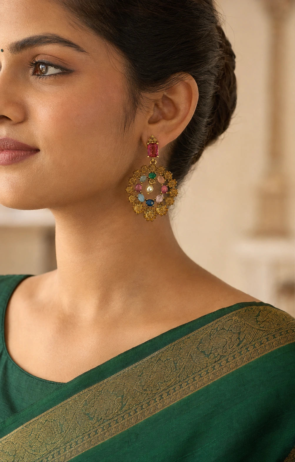 Multicolour Floral Drop Earrings