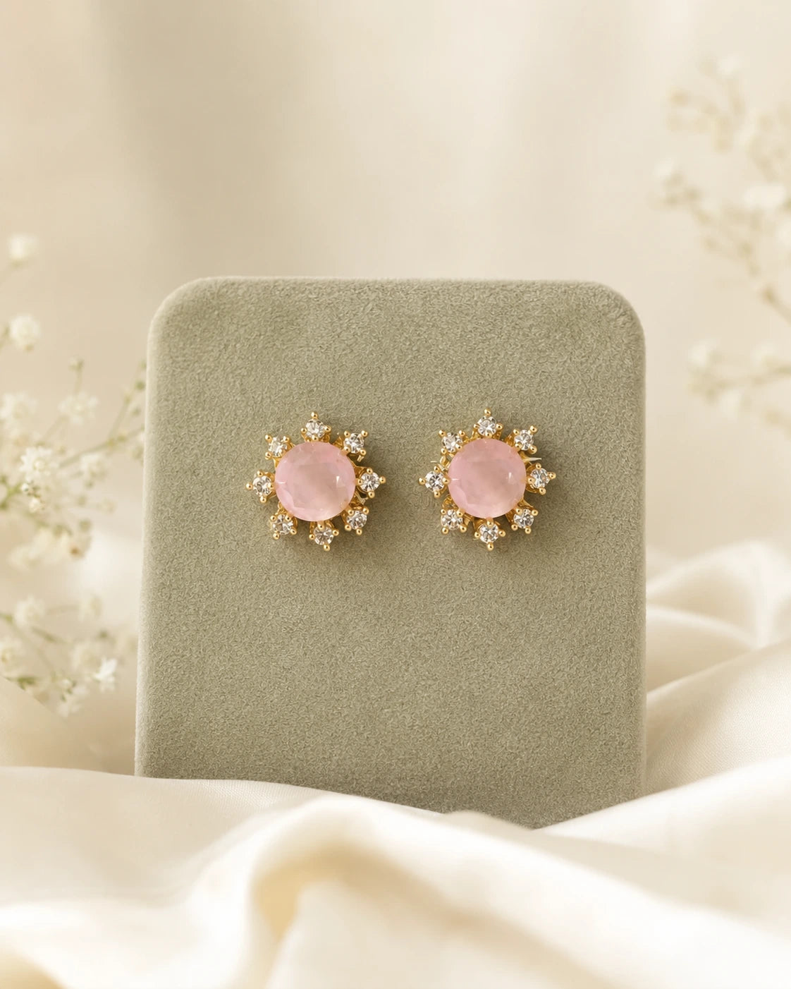 Ruby Halo Stud Earrings
