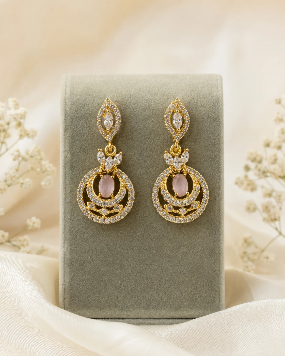 Green Ruby Stone Drop Earrings