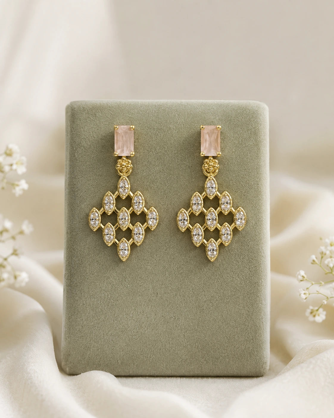 Green Ruby Stone Drop Earrings