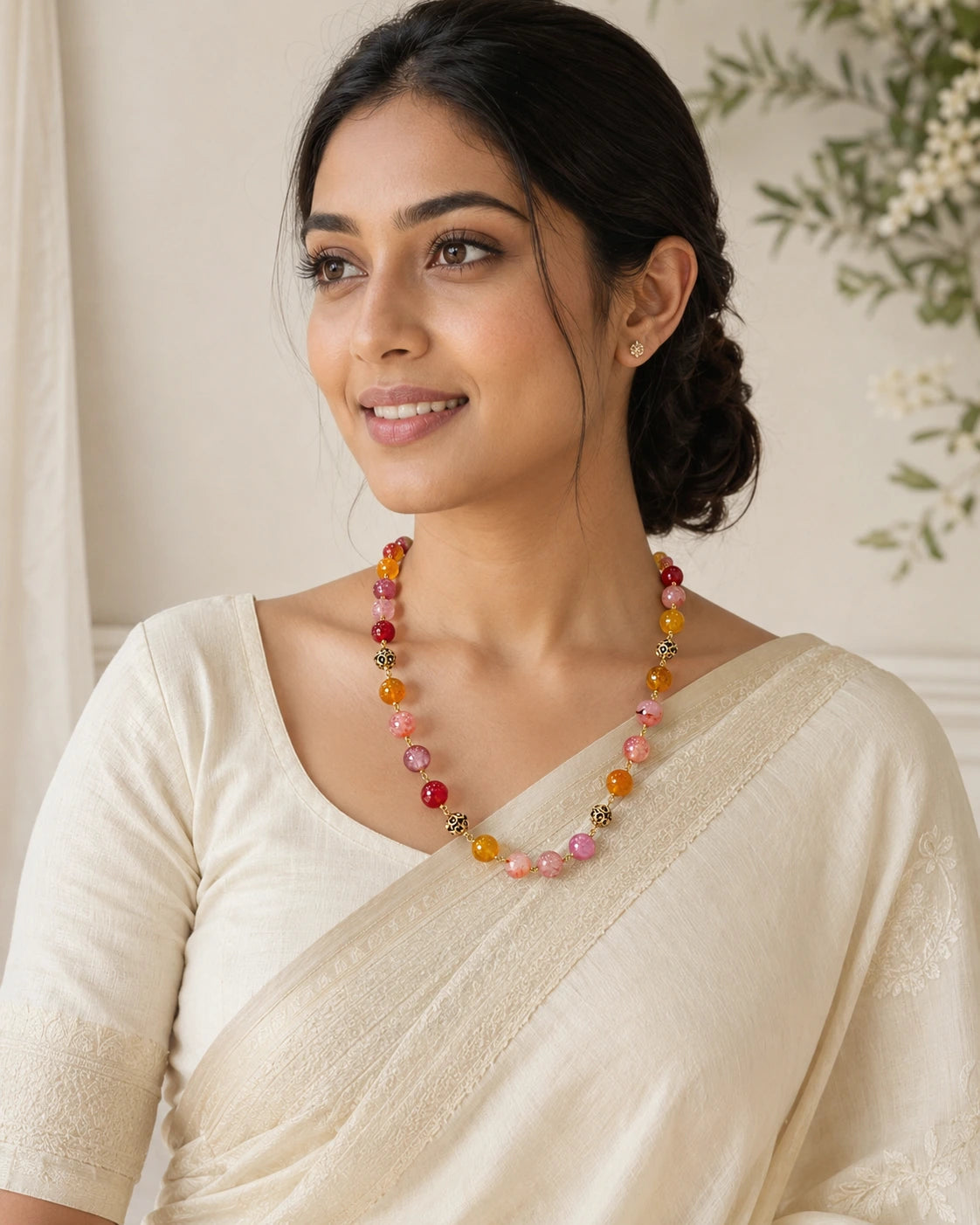 Multicolor Natural Stone Beads Handmade Necklace