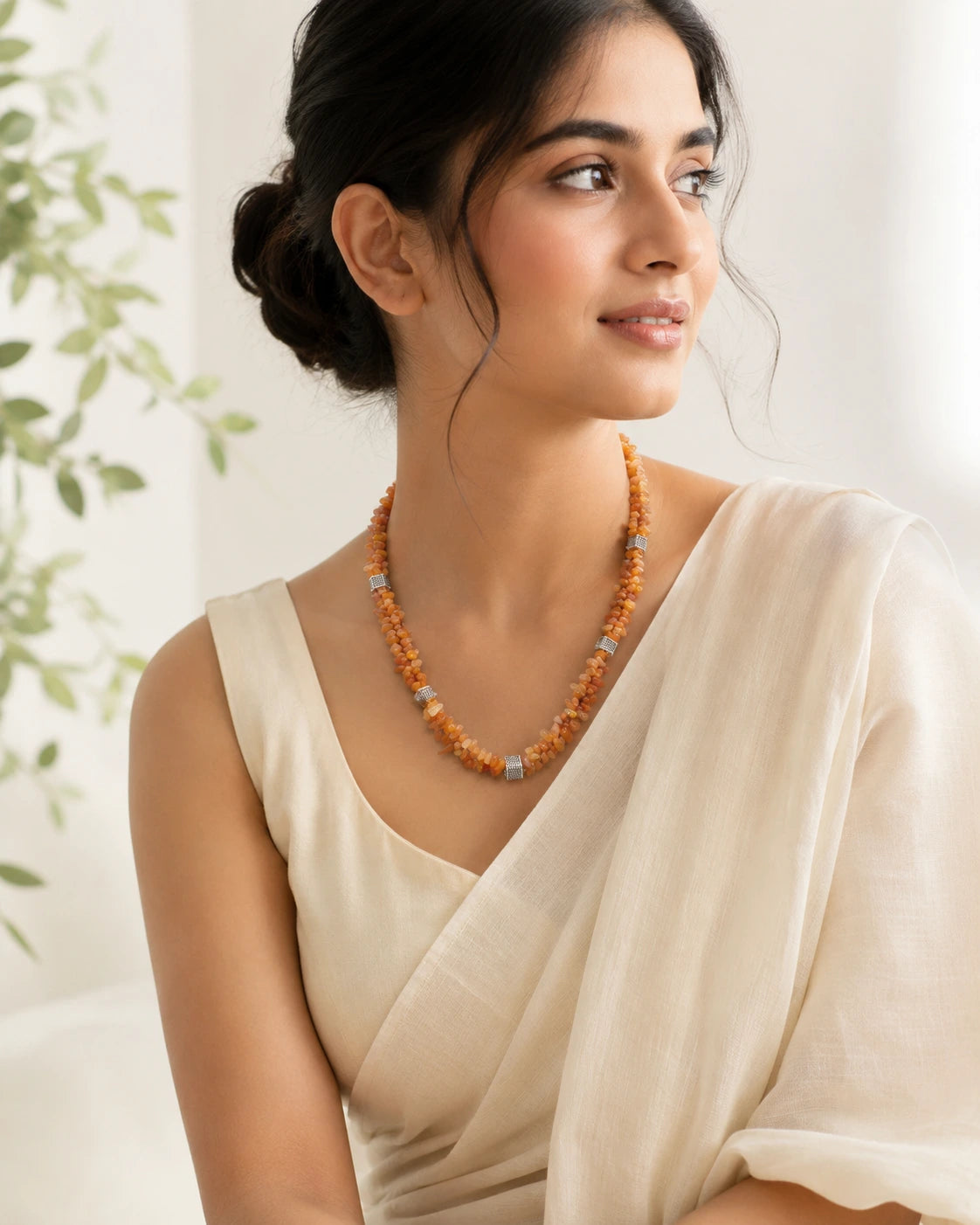 Natural Uncut Stone Double Layer Necklace