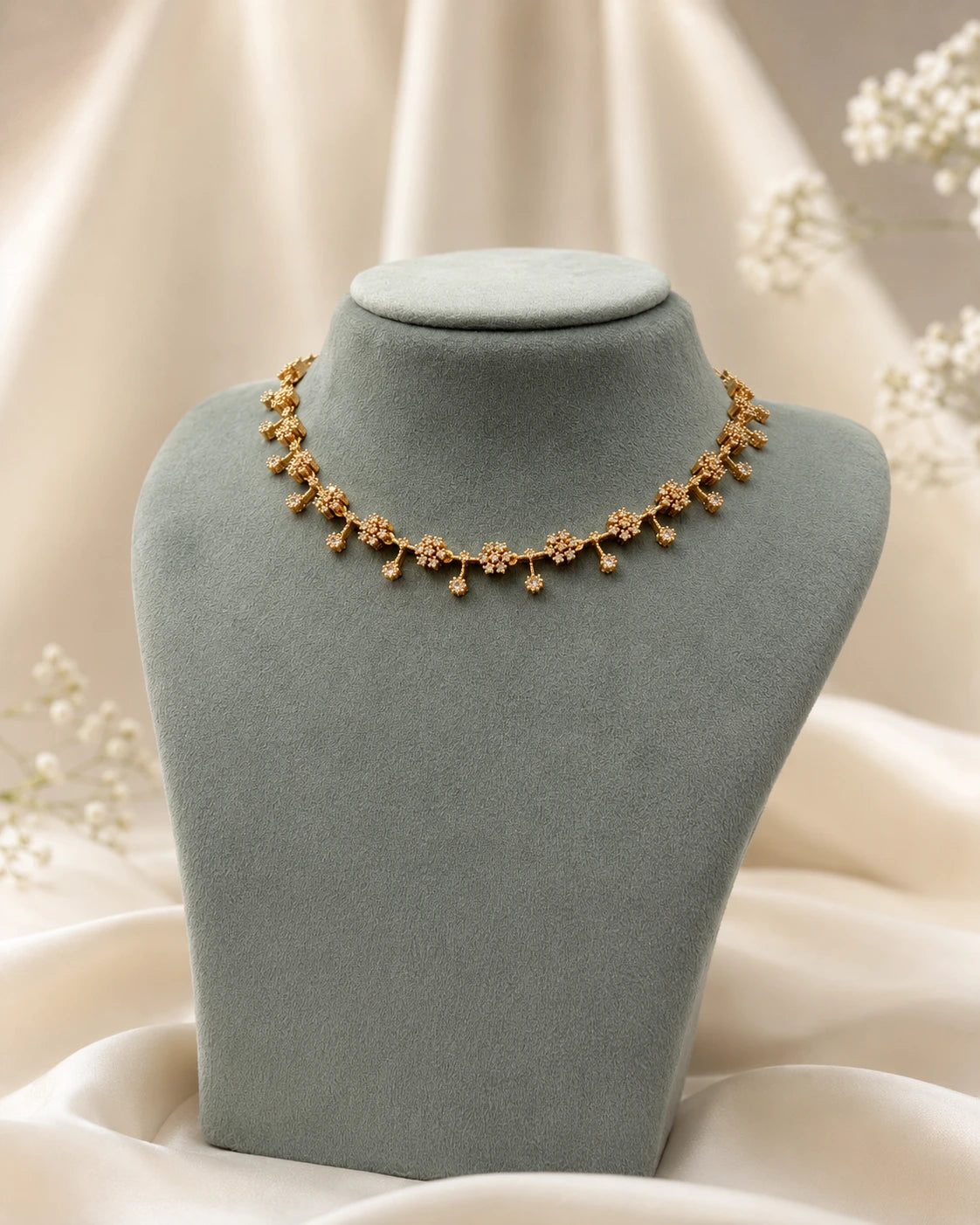 Ruby Floral Drop Necklace
