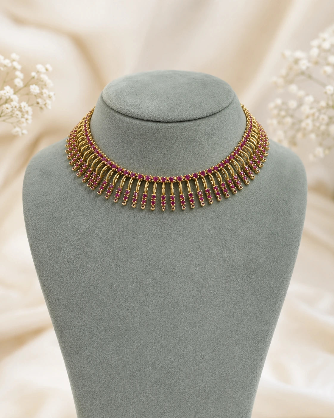 Clear Stone Fringe Necklace