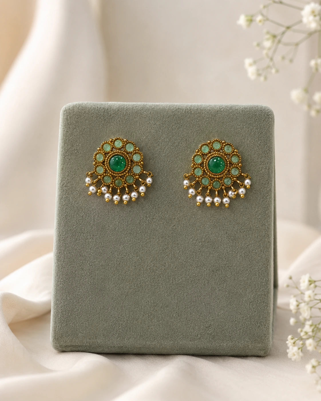 Green Stone Temple Pendant Necklace