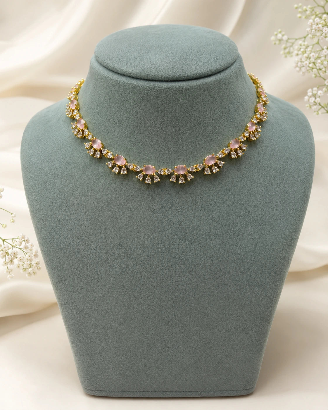 Emerald Floral Stone Necklace