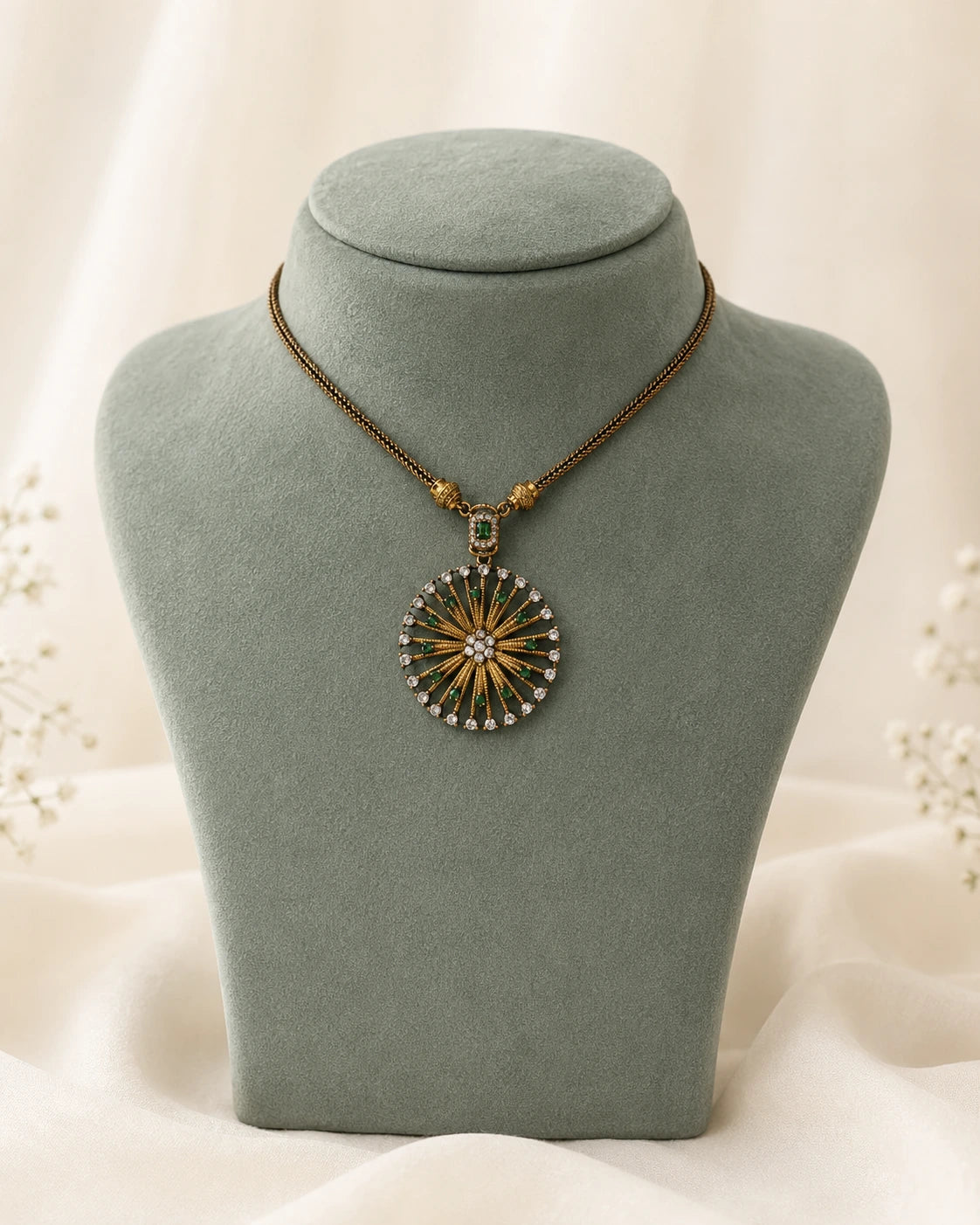 Ruby Sunburst Pendant Necklace
