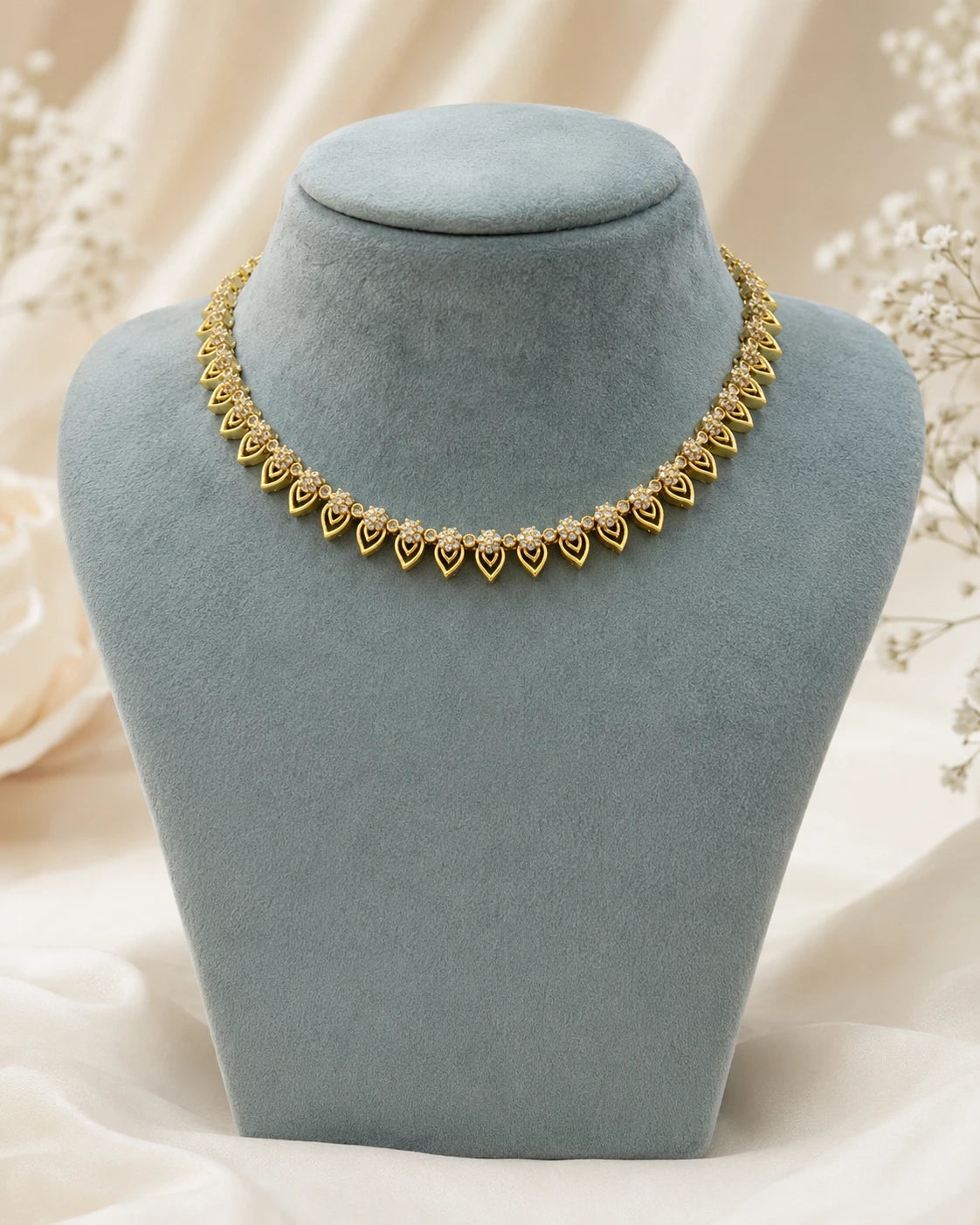 Ruby Leaf Motif Necklace