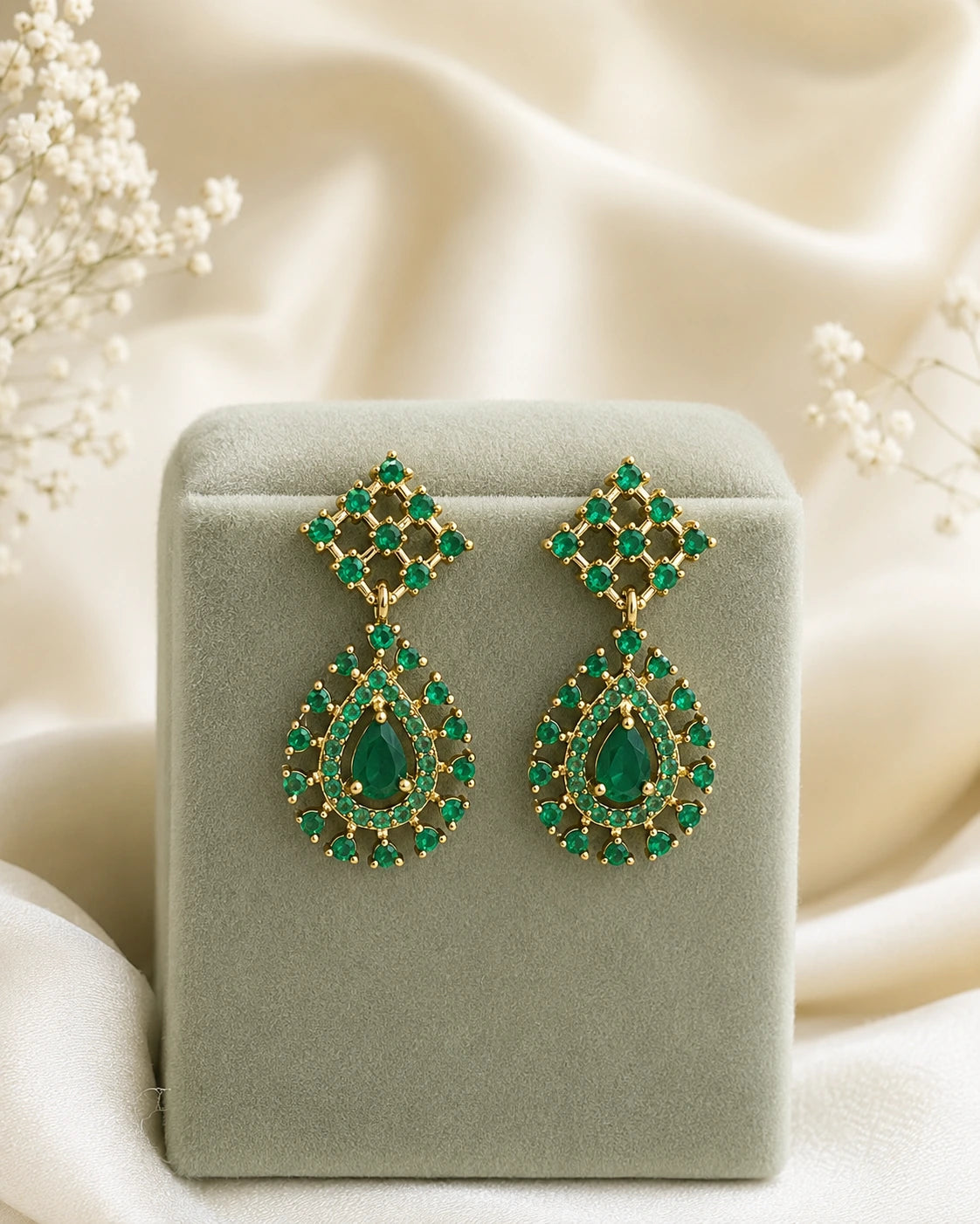 Ruby Green Teardrop Necklace