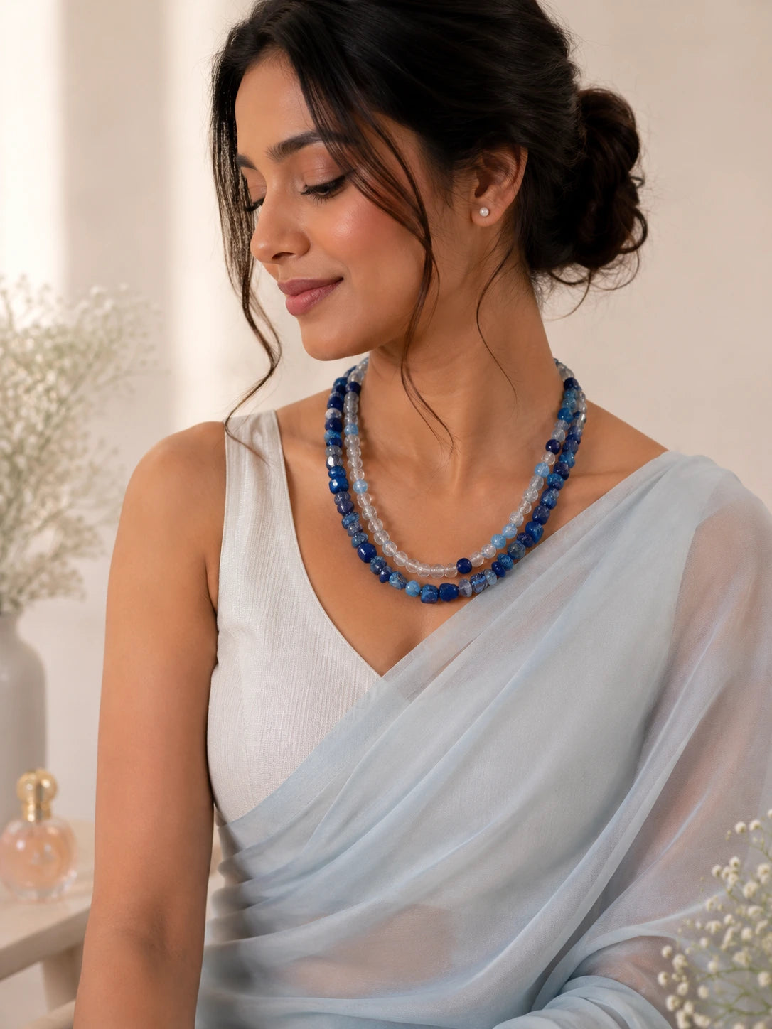 Double layer blue Stone Mala
