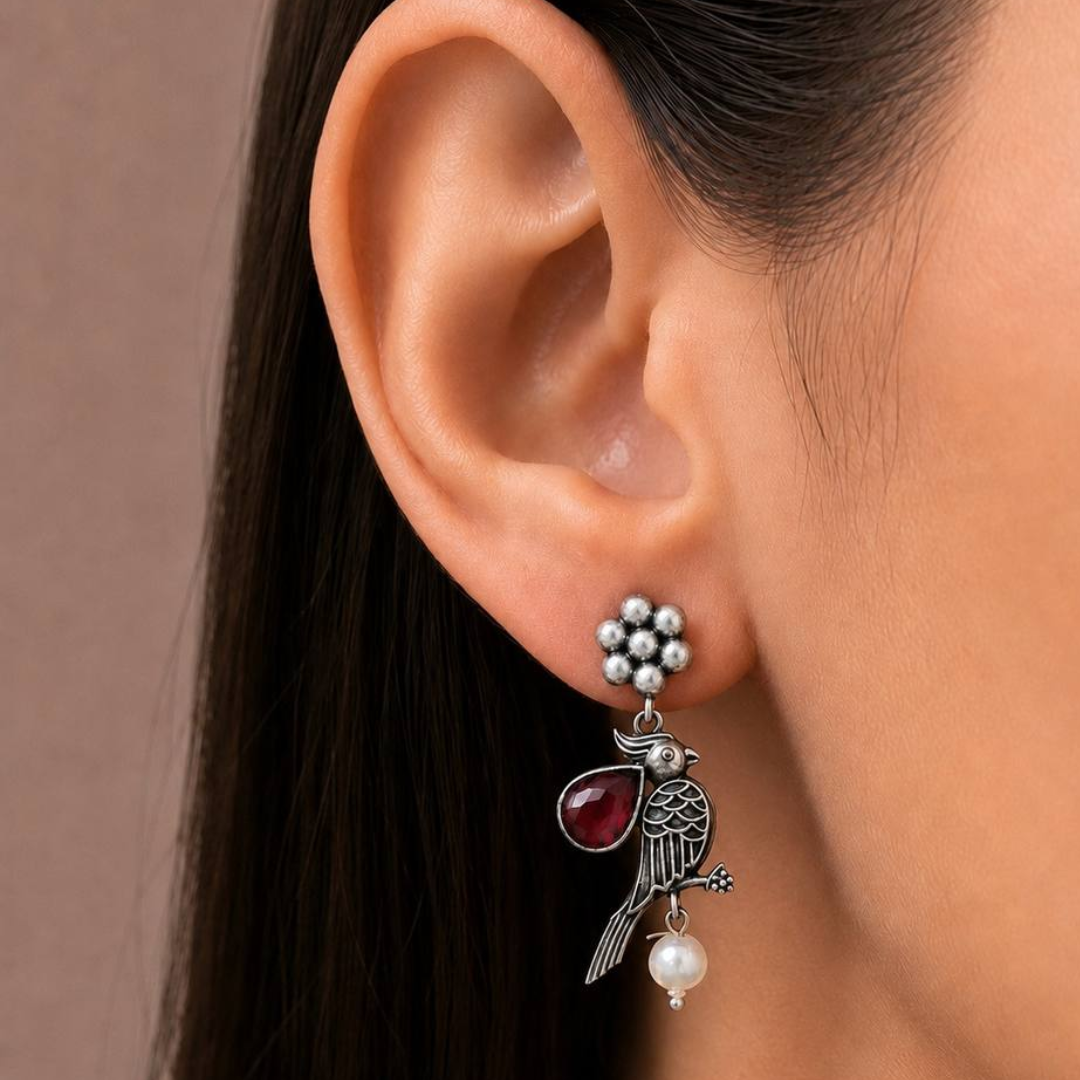 Oxidised Finish Earring