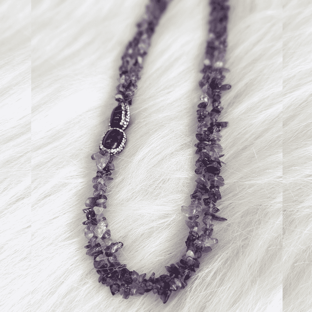 HM132-Uncut natural stone double layer neckpiece