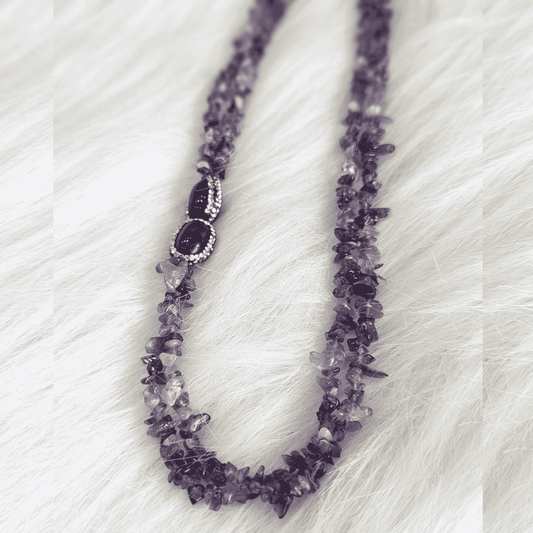 HM132-Uncut natural stone double layer neckpiece