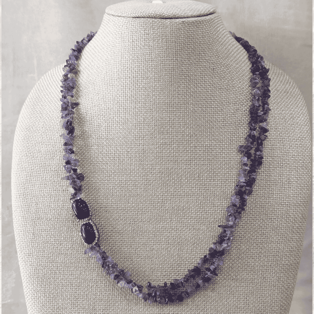 HM132-Uncut natural stone double layer neckpiece