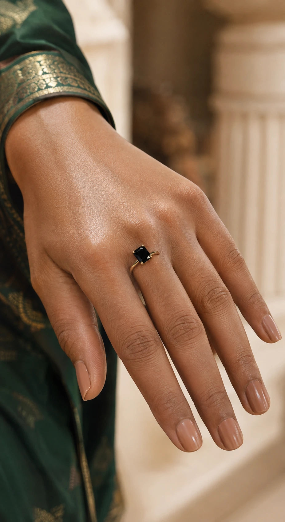 Black Emerald Cut Statement Ring