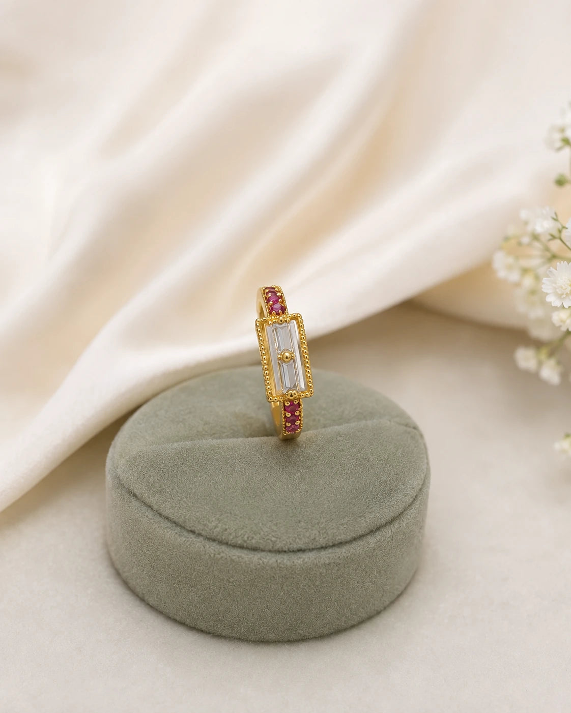 Crystal Bar Geometric Ring