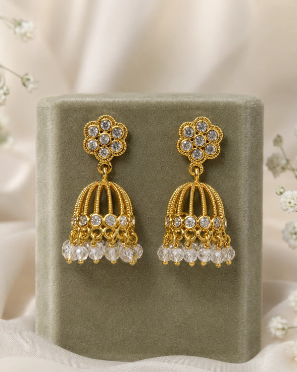 Crystal Floral Jhumka Earrings