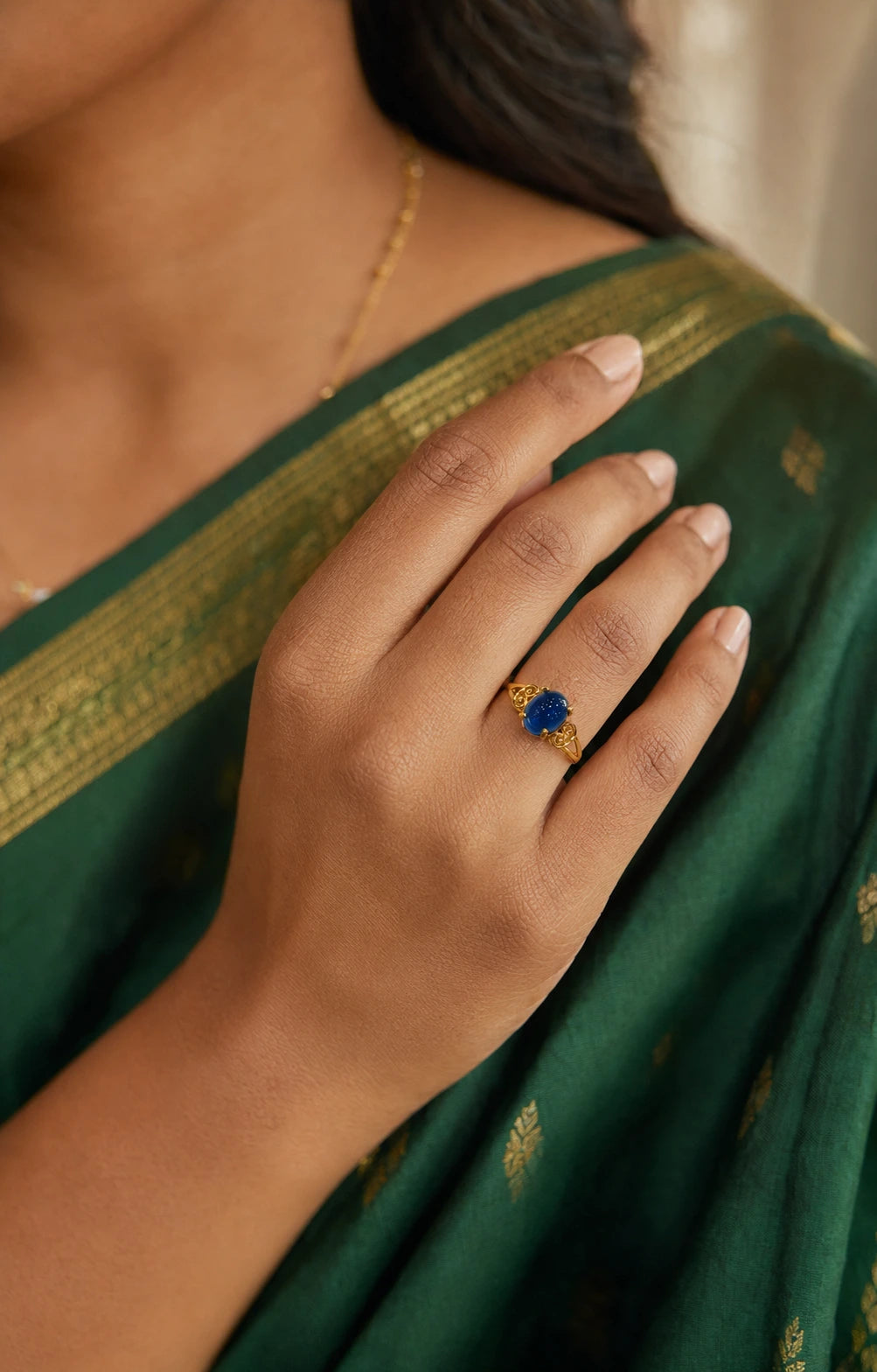Royal Blue Oval Stone Ring