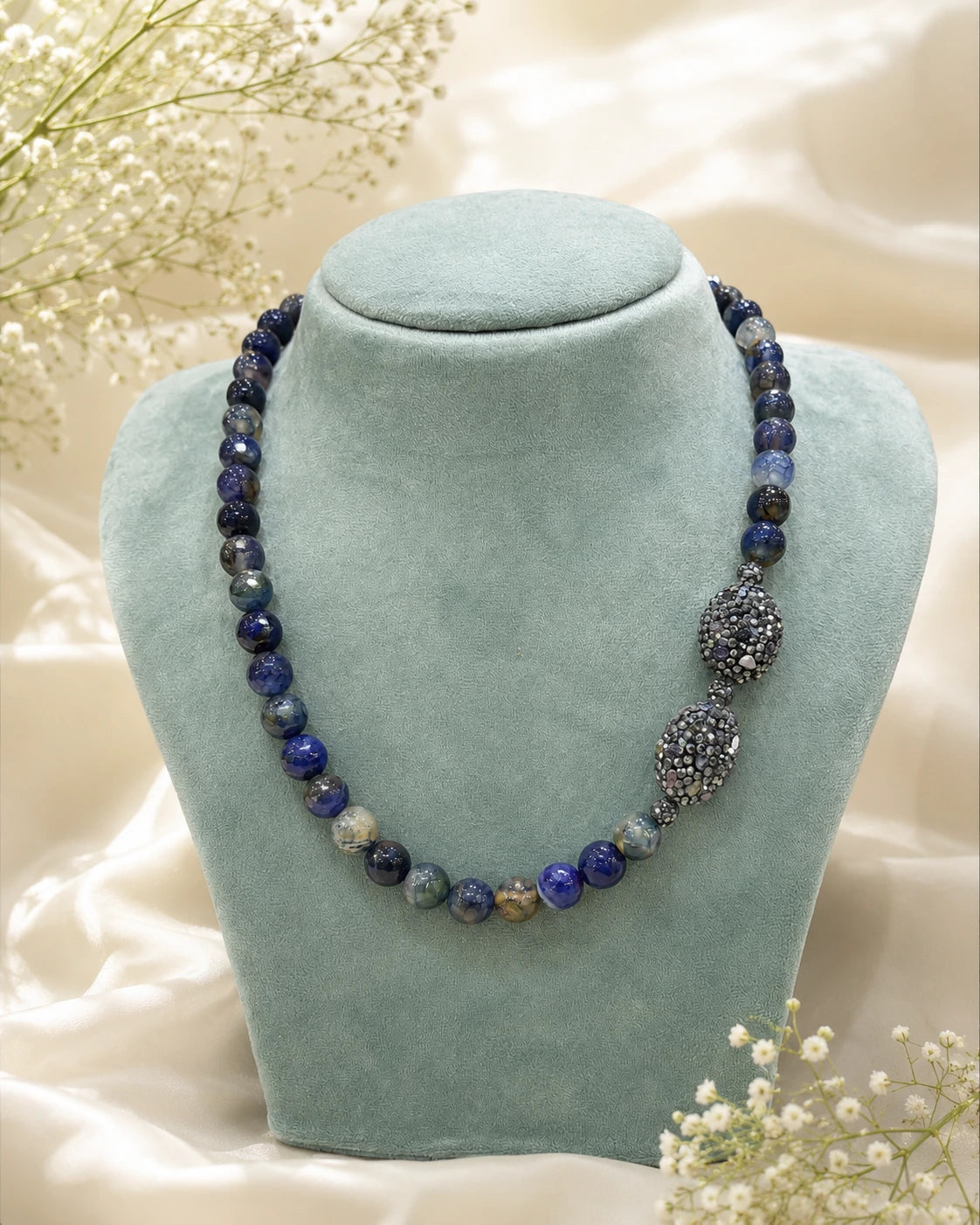 Blue Stone Double Layer Necklace