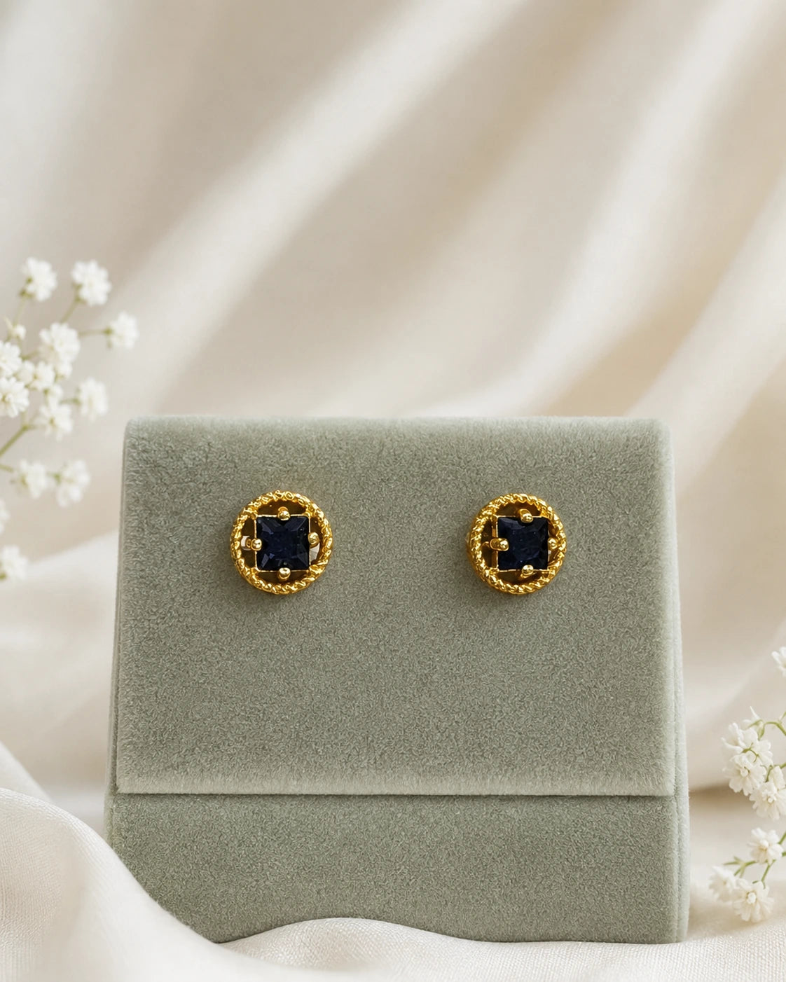 Purple Oval Stone Stud Earrings