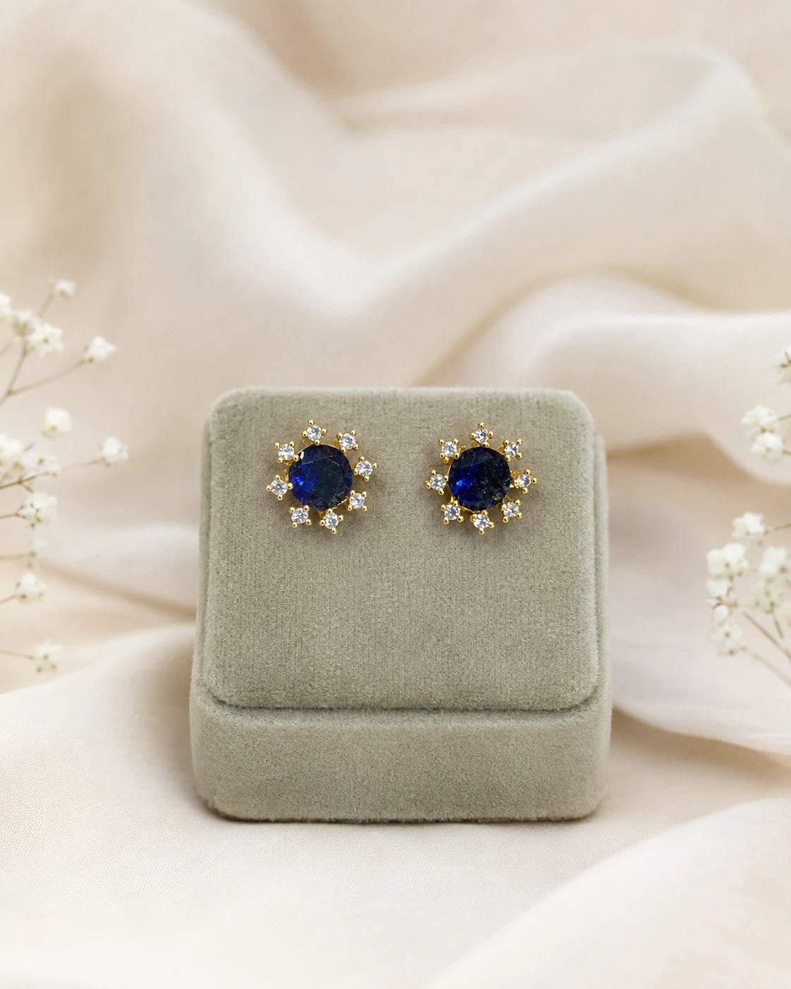 Ruby Halo Stud Earrings