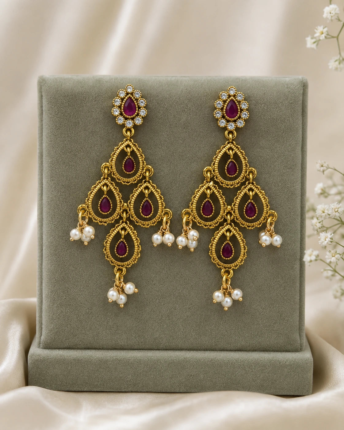 Emerald Teardrop Chandelier Earrings