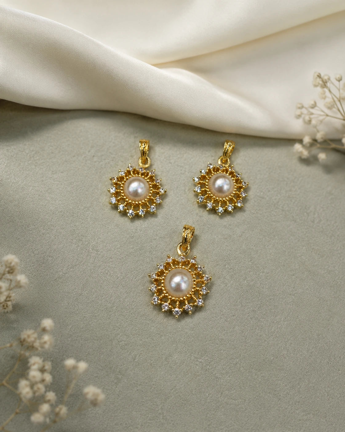 Pearl Halo Sunburst Pendant