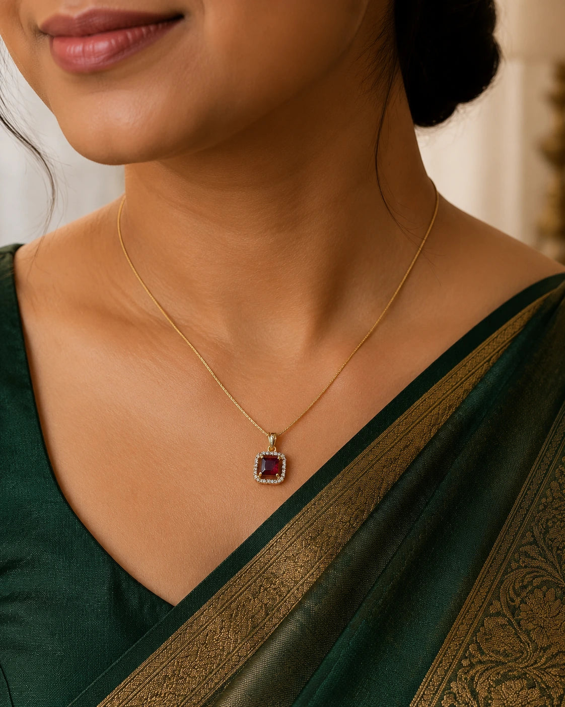 Multicolour Square Halo Pendant