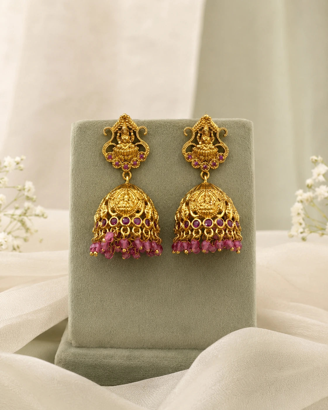 Temple Motif Jhumka Earrings