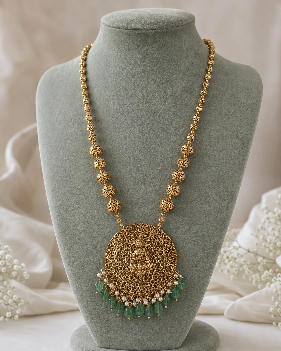 Golden Goddess Filigree Bead Necklace