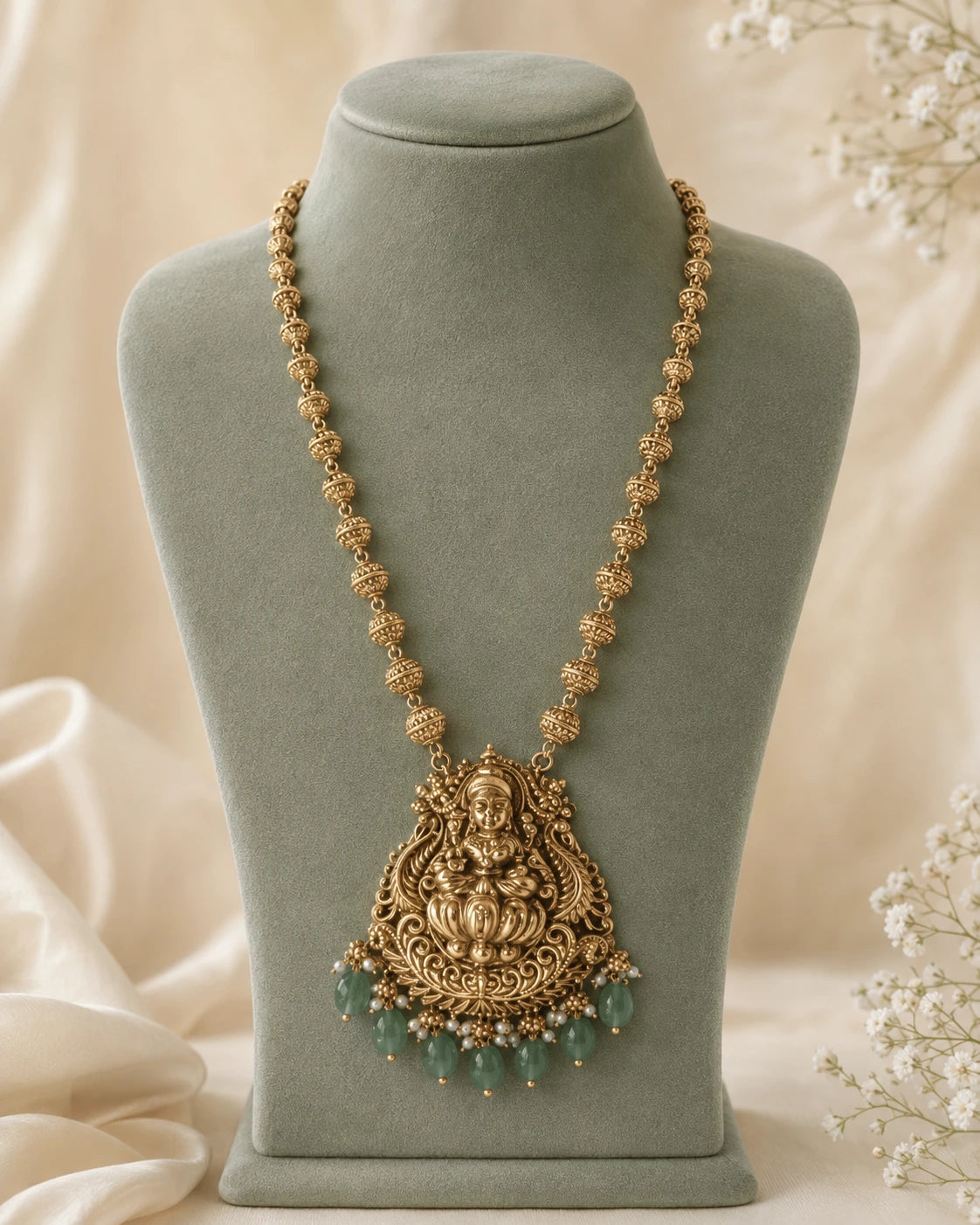Golden Goddess Lotus Pendant Necklace