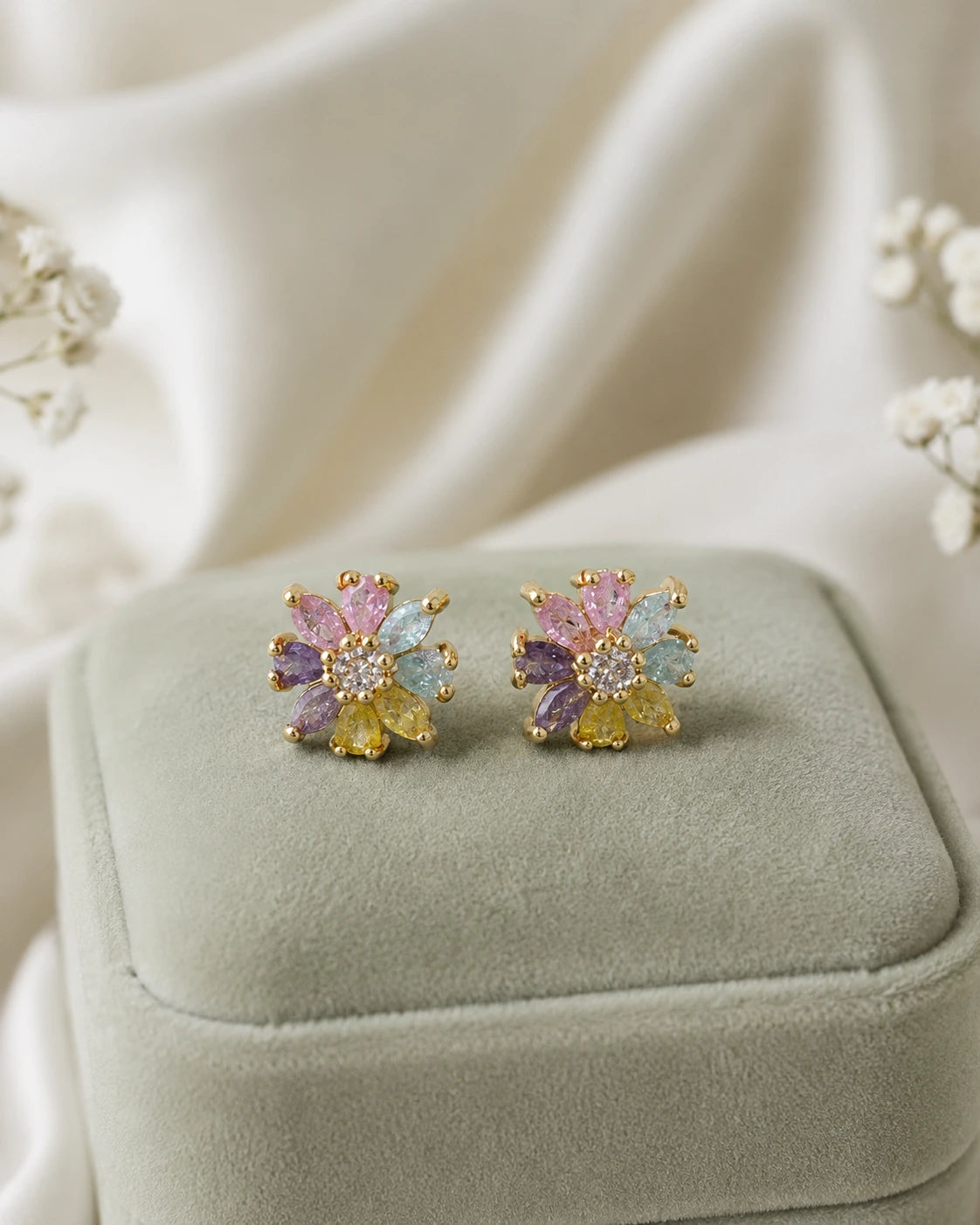 Pastel Floral Stone Earrings