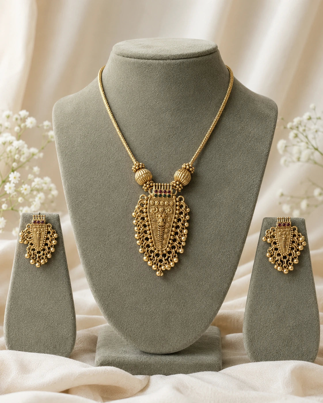 Antique Golden Statement Pendant Necklace