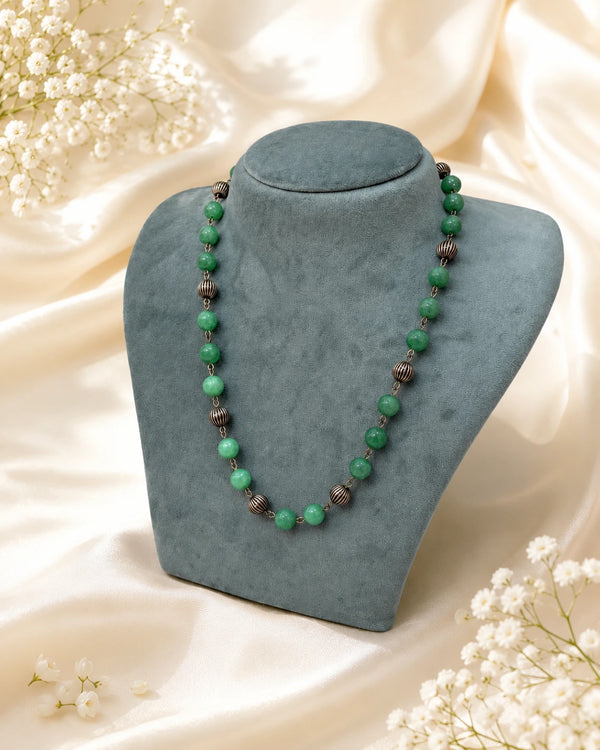 Single Layer Necklace with Stone beads and Acrylic Beads