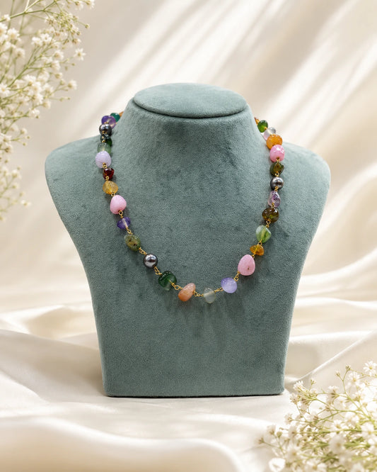 Pastel Multicolour Shapeless Stone Bead Ganthan Mala