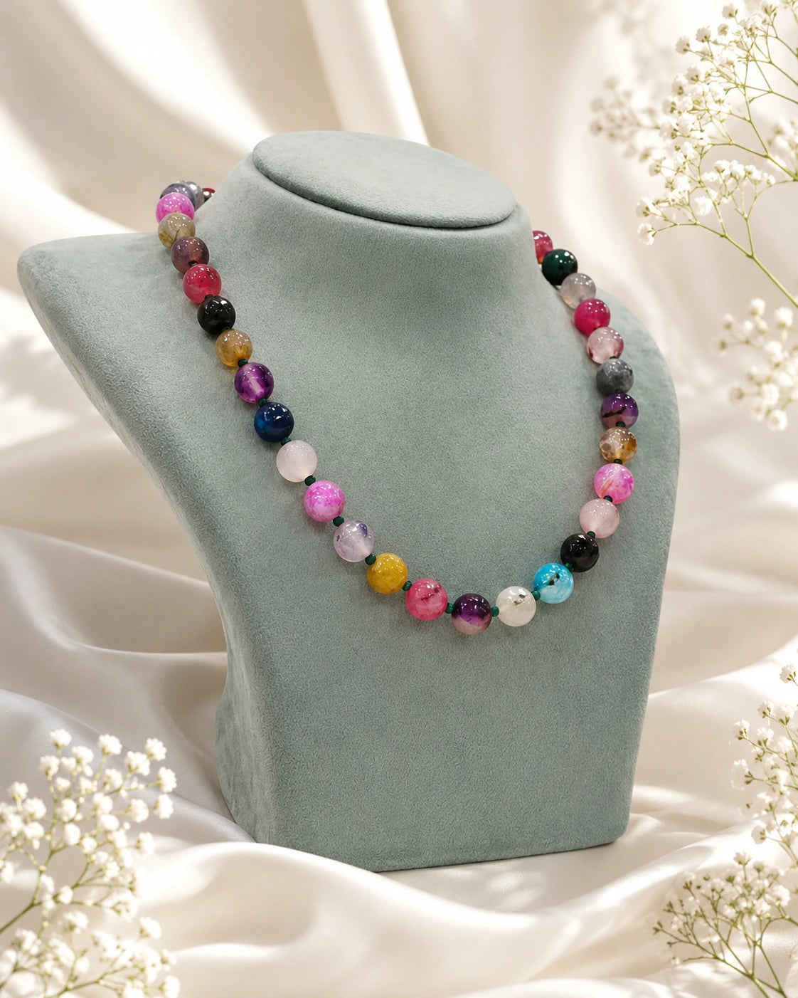 Multicolour Natural Stone Bead Necklace