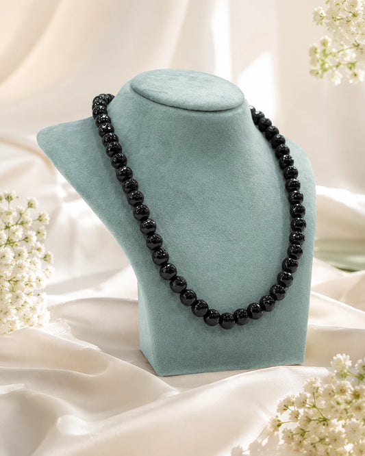 Black 12mm Natural Stone Necklace