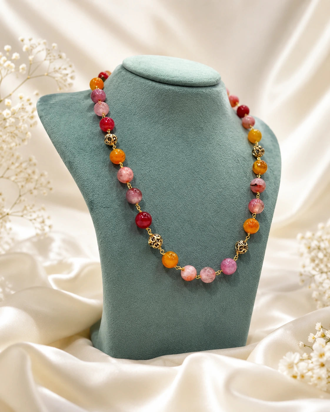 Multicolor Natural Stone Beads Handmade Necklace
