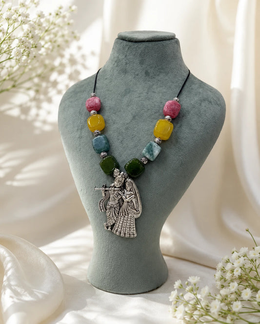 Radha Krishna Pendant Thread Necklace