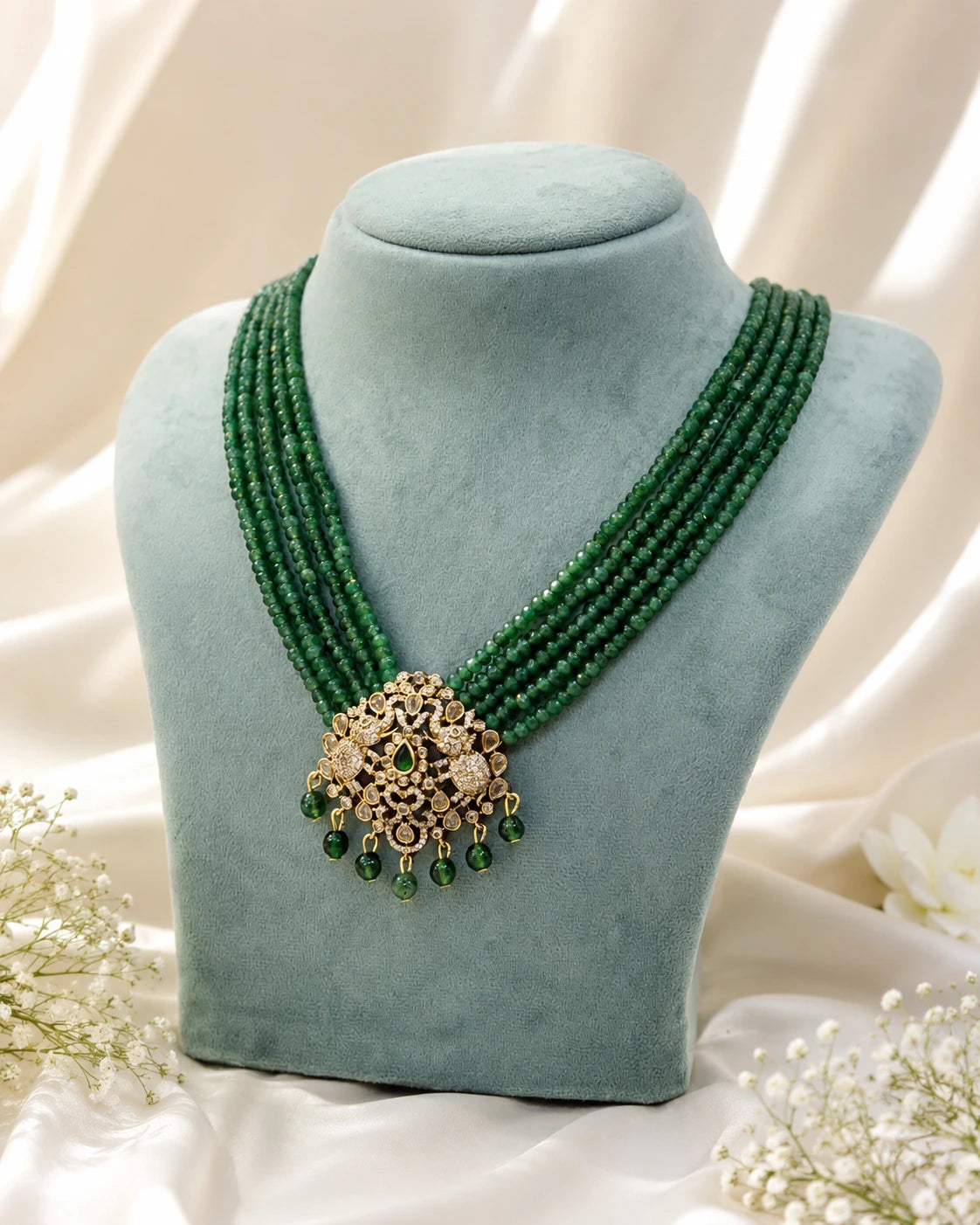Royal Emerald Green Victorian Statement Necklace