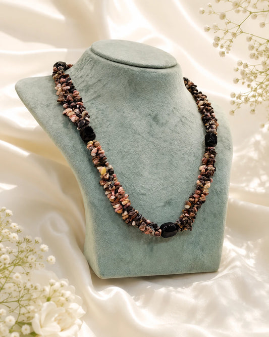 Double Layer Natural Uncut Stone Bead Necklace