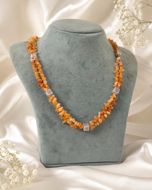Natural Uncut Stone Double Layer Necklace