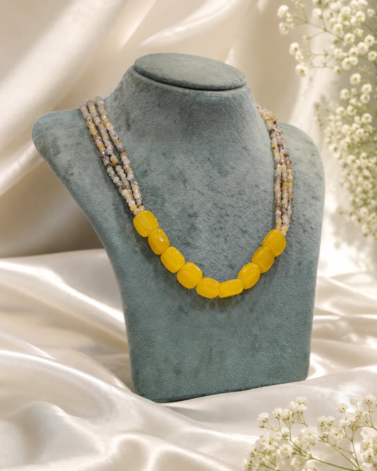 Yellow Tone Statement Natural Stone Necklace