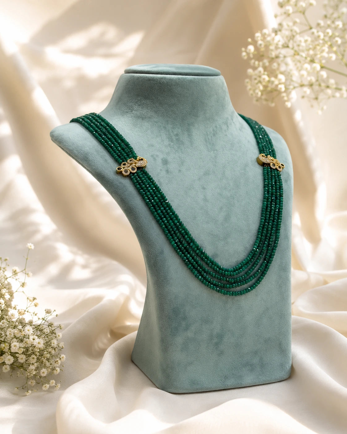 Emerald Green 5-Layer Handmade Party Wear Necklace